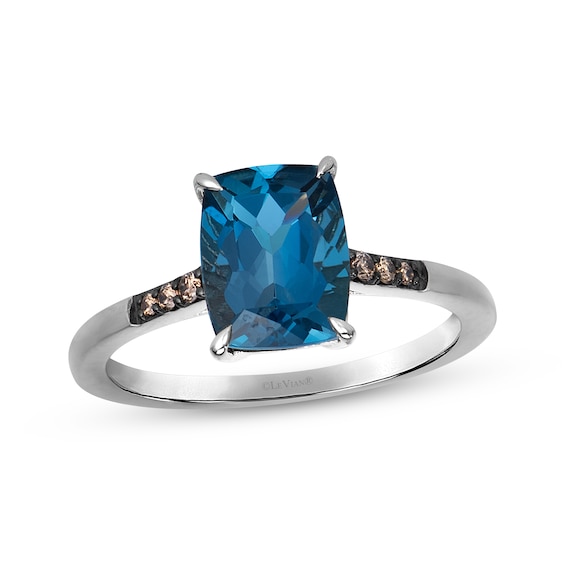 Le Vian Cushion-Cut Natural London Blue Topaz Ring Diamond Accent 14K Vanilla Gold