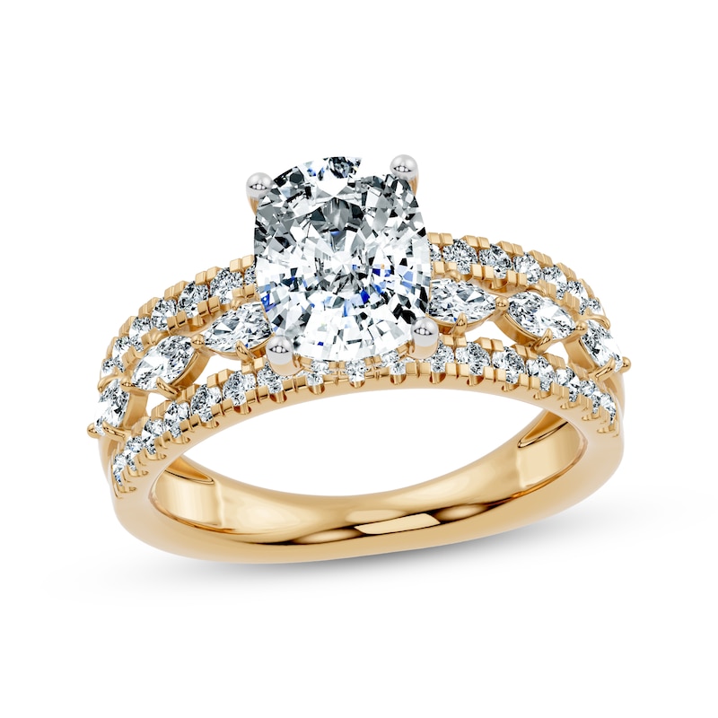 Main Image 1 of Now + Forever Lab-Grown Diamonds Certified Cushion-Cut Engagement Ring 3 ct tw 14K Yellow Gold