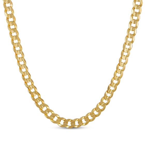 Diamond-Cut Curb Chain Necklace Solid 10K Yellow Gold 22"