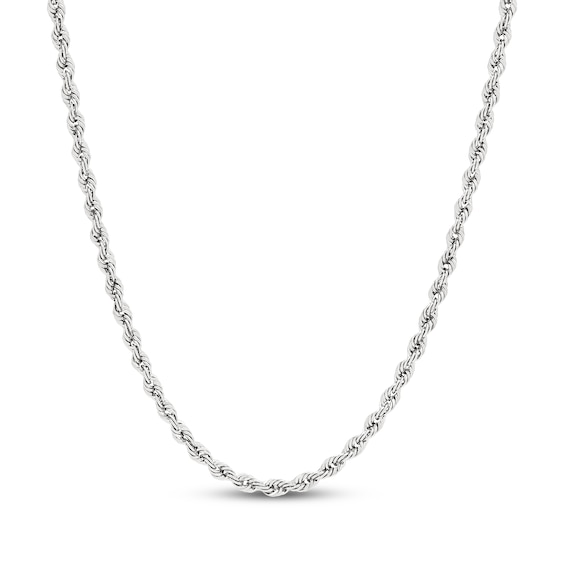 2.1mm Rope Chain Necklace Semi-Solid 10K White Gold 22"