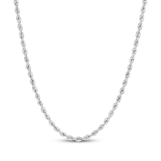 2.1mm Rope Chain Necklace Semi-Solid 10K White Gold 20"
