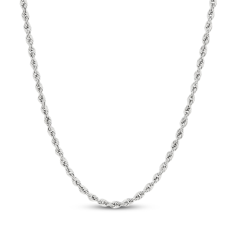 Main Image 1 of 2.1mm Rope Chain Necklace Semi-Solid 10K White Gold 20"