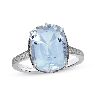 Le Vian Antique Cushion-Cut Natural Aquamarine Ring 1/3 ct tw Diamonds 14K Vanilla Gold