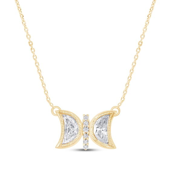 KAY Lab-Grown Diamonds Half Moon-Shaped Butterfly Necklace 1/2 ct tw 10K Yellow Gold 18"