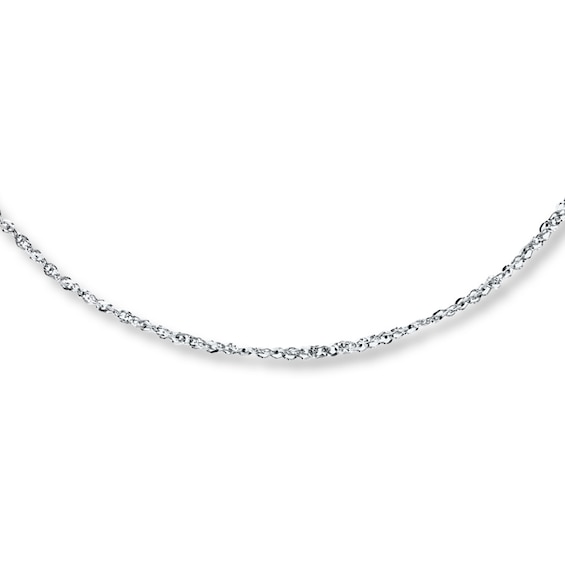 Sparkle Chain Necklace Solid 14K White Gold 20"