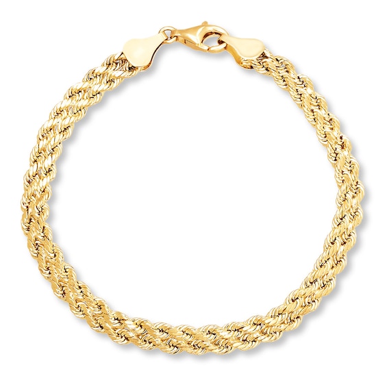 Braided Rope Bracelet Hollow 10K Yellow Gold 7.25"