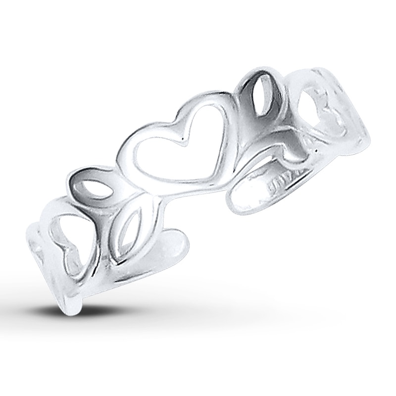 Main Image 1 of Heart Motif Toe Ring Sterling Silver