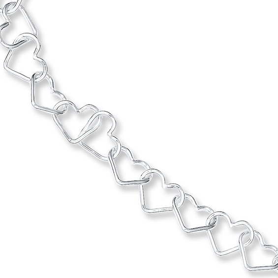 Black Bow Jewelry Heart Link Bracelet in Silver 