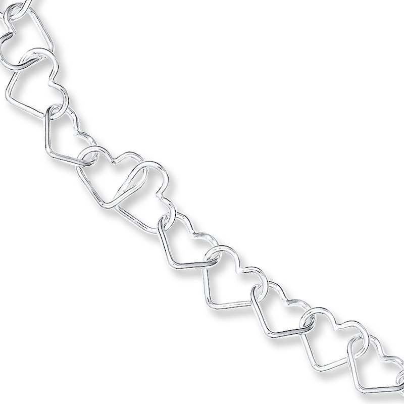Heart Link Bracelet Sterling Silver 8"