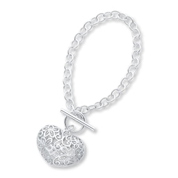 Filigree Heart Bracelet Sterling Silver 7.75"