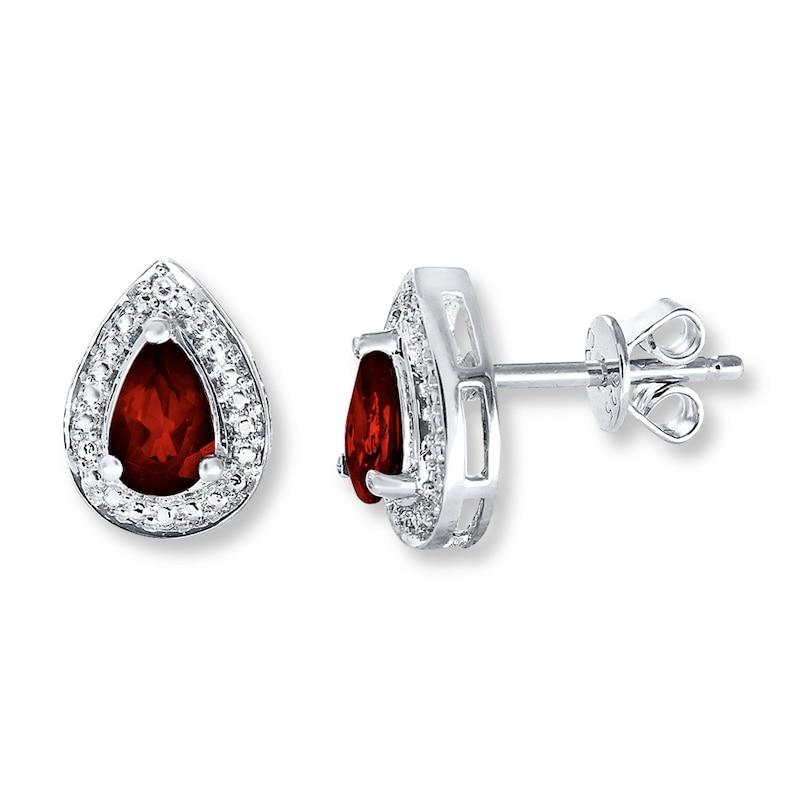Garnet Earrings Diamond Accents Sterling Silver