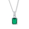 Thumbnail Image 0 of Lab-Created Emerald Sterling Silver Necklace