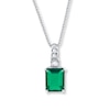 Thumbnail Image 1 of Lab-Created Emerald Sterling Silver Necklace