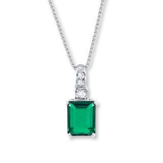 Lab-Created Emerald Sterling Silver Necklace | Kay