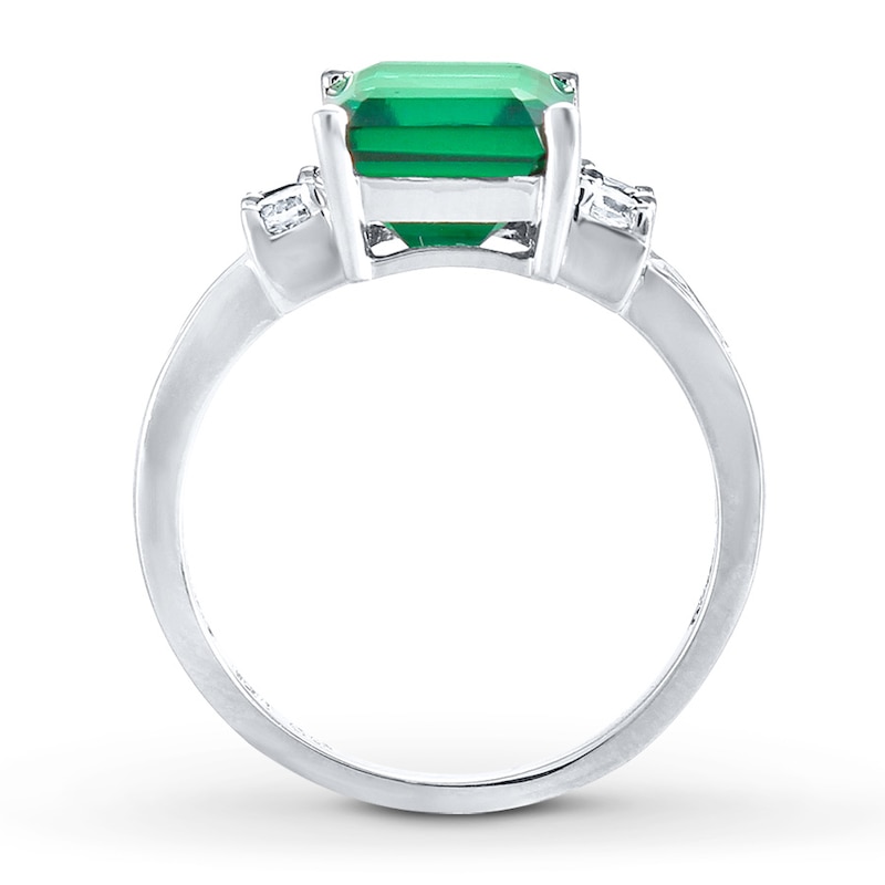 Lab-Created Emerald Lab-Created Sapphires Sterling Silver Ring