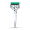 Thumbnail Image 3 of Lab-Created Emerald Lab-Created Sapphires Sterling Silver Ring