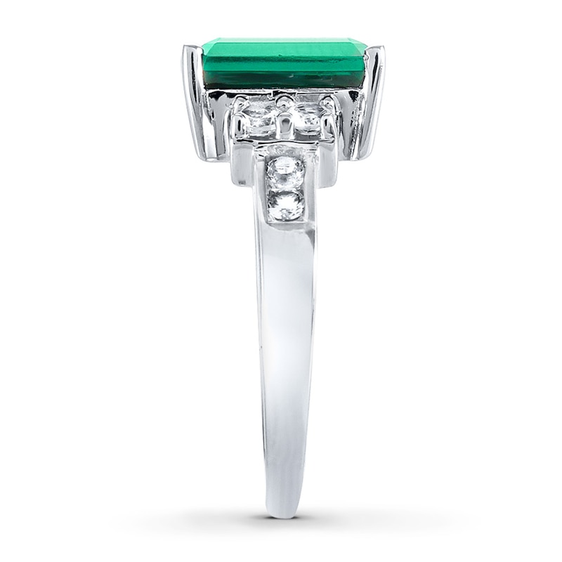 Main Image 3 of Lab-Created Emerald Lab-Created Sapphires Sterling Silver Ring