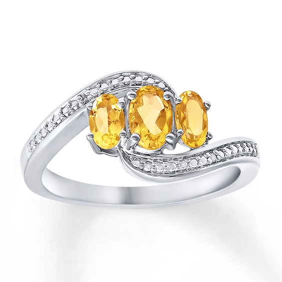 FB Jewels 14K Yellow Gold Plated 7.27 Carat Genuine Citrine and White Topaz 925 Sterling Silver Birthstone Ring 