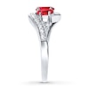 Thumbnail Image 2 of Lab-Created Ruby Ring Diamond Accents Sterling Silver