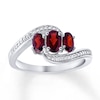 Thumbnail Image 0 of Garnet Ring Diamond Accents Sterling Silver