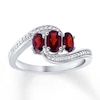 Thumbnail Image 1 of Garnet Ring Diamond Accents Sterling Silver