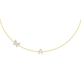 1/3 ct tw Diamond Butterfly Initial Necklace (1 Initial)