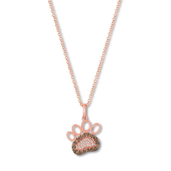 UPC 191247002176 product image for Kay LeVian Paw Print Necklace 1/5 cttw Diamonds 14K Strawberry Gold | upcitemdb.com