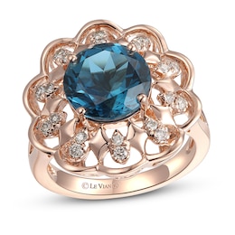 Le Vian Creme Brulee Topaz Ring 1/4 ct tw Diamonds 14K Strawberry Gold - Size 7
