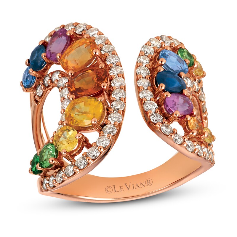 Le Vian Creme Brulee Multi-Gemstone Ring 1 ct tw Diamonds 14K Strawberry Gold