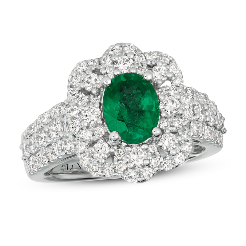 Main Image 1 of Le Vian Couture Emerald Ring 1-1/5 ct tw Diamonds Platinum - Size 7