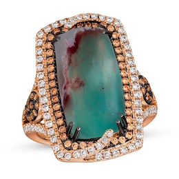 Le Vian Couture Peacock Aquaprase Ring 1 ct tw Diamonds 18K Strawberry Gold - Size 7