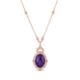 Le Vian Creme Brulee Amethyst Necklace 1 ct tw Diamonds 18K Strawberry Gold 17"