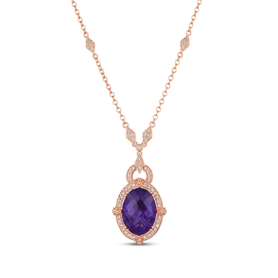 Le Vian Creme Brulee Amethyst Necklace 1 ct tw Diamonds 18K Strawberry Gold 17"