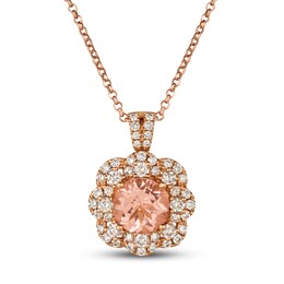 Le Vian Creme Brulee Morganite Necklace 1-1/8 ct tw Diamonds 18K Strawberry Gold 18&quot;