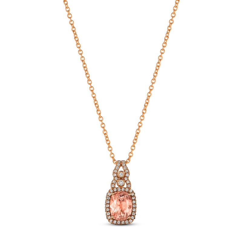 Le Vian Creme Brulee Morganite Necklace 1/2 ct tw Diamonds 18K Strawberry Gold 18"