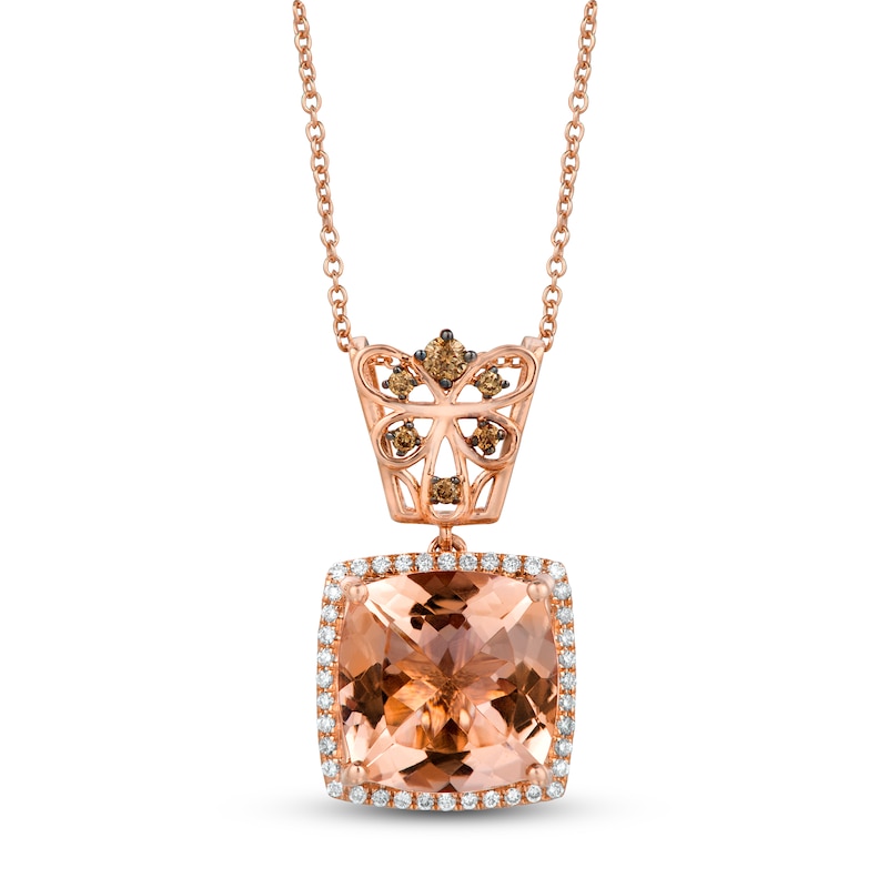 Main Image 1 of Le Vian Chocolatier Morganite Necklace 1/4 ct tw Diamonds 14K Strawberry Gold 18&quot;