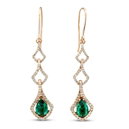 Le Vian Couture Emerald Earrings 7/8 ct tw Diamonds 18K Strawberry Gold