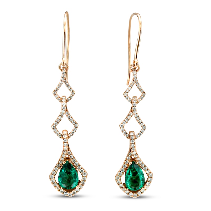 Main Image 1 of Le Vian Couture Emerald Earrings 7/8 ct tw Diamonds 18K Strawberry Gold