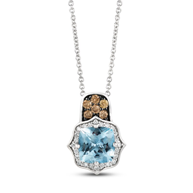 Le Vian Aquamarine Necklace 1/4 ct tw Diamonds 14K Vanilla Gold 18"
