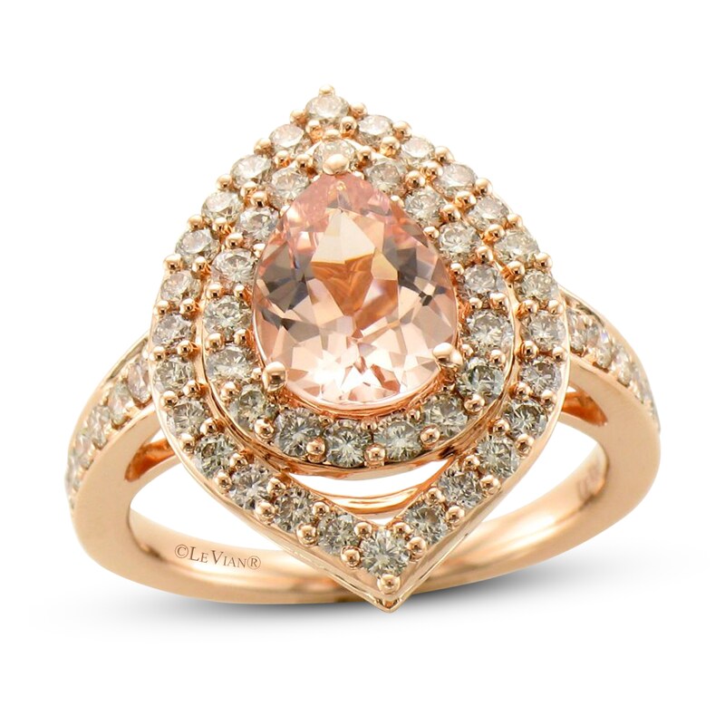 Le Vian Creme Brulee Morganite Ring 1 ct tw Diamonds 14K Strawberry Gold