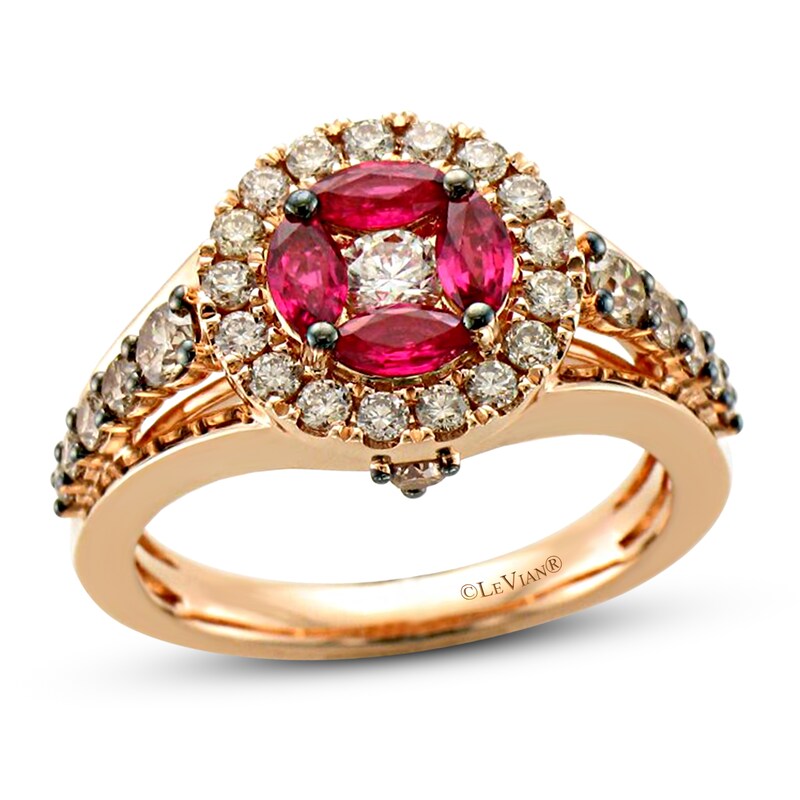 Le Vian Creme Brulee Ruby Ring 1 ct tw Diamonds 14K Strawberry Gold