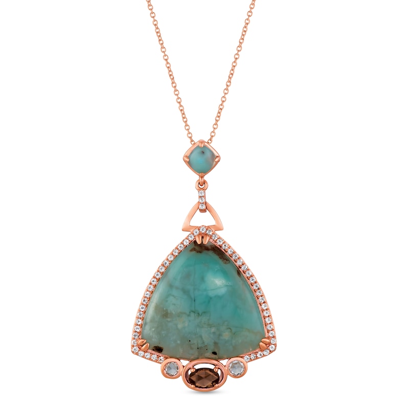 Main Image 1 of Le Vian Aquaprase/Quartz/Topaz Necklace 14K Strawberry Gold 20&quot;