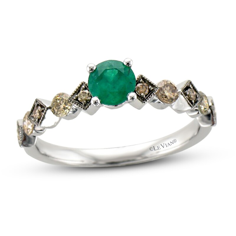 Le Vian Creme Brulee Emerald Ring 1/3 ct tw Diamonds 14K Vanilla Gold