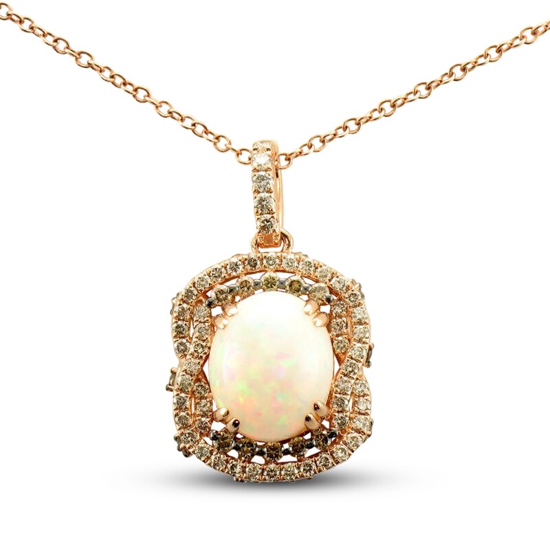 Le Vian Creme Brulee Opal Necklace 3/4 ct tw Diamonds 14K Strawberry Gold 18"