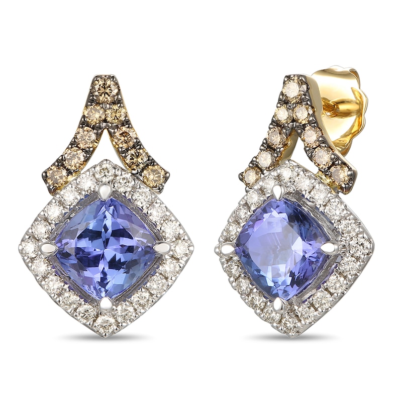 Le Vian Creme Brulee Tanzanite Earrings 5/8 ct tw Diamonds 14K Two-Tone Gold