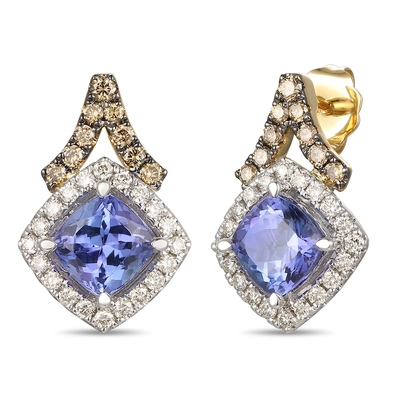 Main Image 1 of Le Vian Creme Brulee Tanzanite Earrings 5/8 ct tw Diamonds 14K Two-Tone Gold