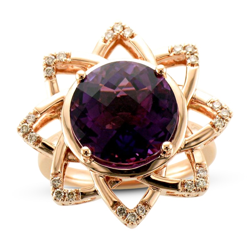 Le Vian Creme Brulee Amethyst Ring 1/5 ct tw Diamonds 14K Strawberry Gold