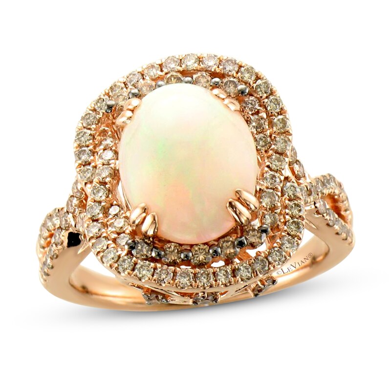Le Vian Creme Brulee Opal Ring 3/4 ct tw Diamonds 14K Strawberry Gold