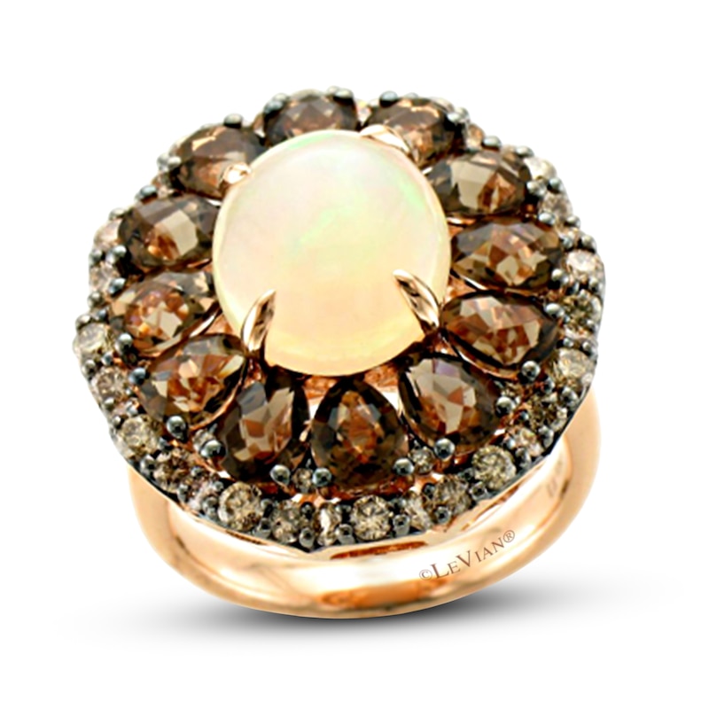 Le Vian Nude Opal/Quartz Ring 1 ct tw Diamonds 14K Strawberry Gold - Size 7