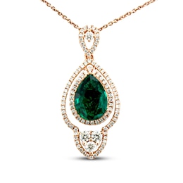 Le Vian Couture Emerald Necklace 5/8 ct tw Diamonds 18K Strawberry Gold 18"